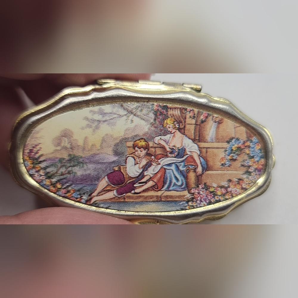 Vintage Hinged Divided Pill Box